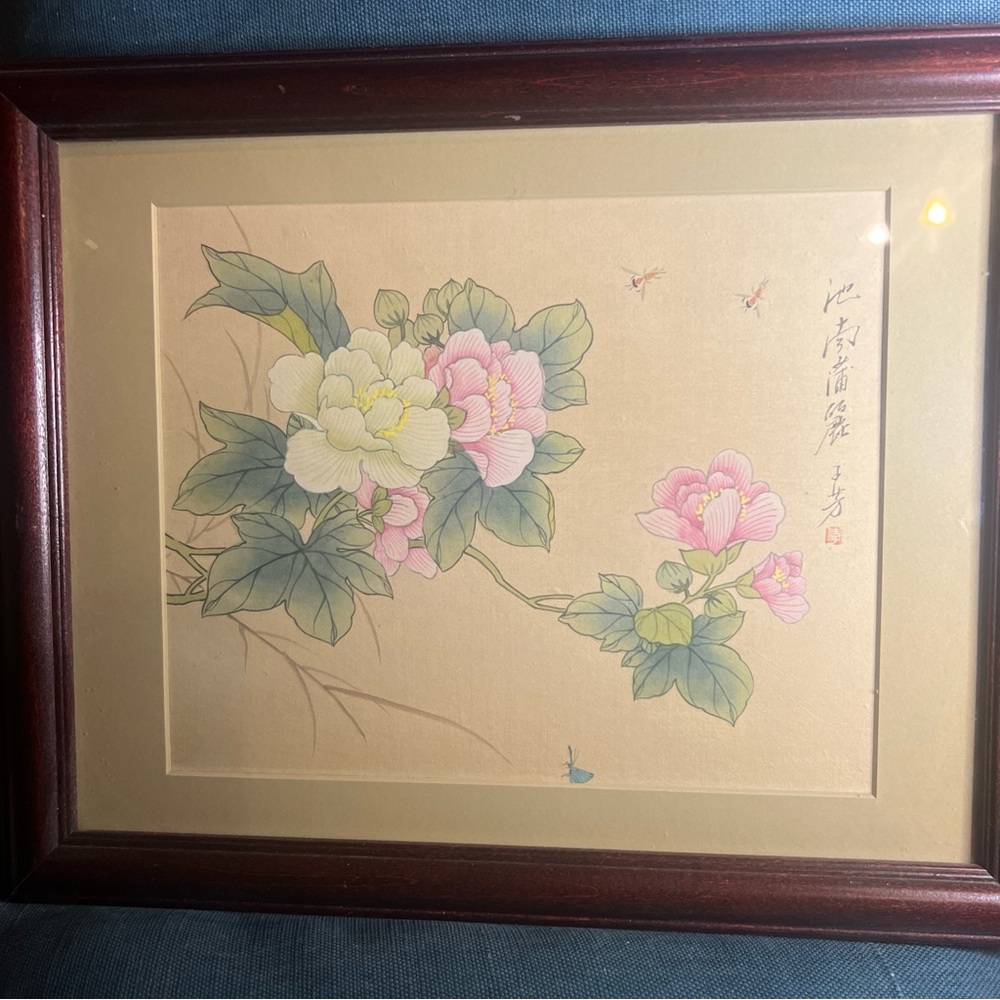 Floral Art Print in Wooden Frame